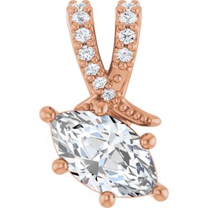 18K Rose Gold 8x4.5 mm Marquise Pendant Mounting
