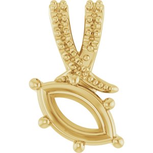 10K Yellow Gold 8x4.5 mm Marquise Pendant Mounting – image 2