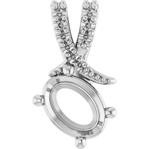 14K X1 White Gold 7.5x5.5 mm Oval Pendant Mounting – image 2