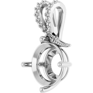 10K White Gold 12 mm Round Pendant Mounting – image 4