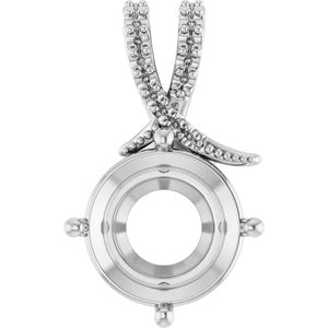10K White Gold 12 mm Round Pendant Mounting – image 2