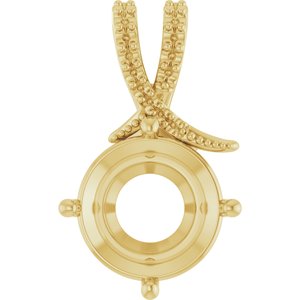 18K Yellow Gold 12 mm Round Pendant Mounting – image 2