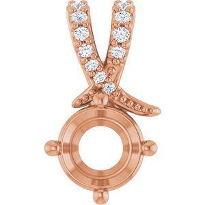 14K Rose Gold 6.5 mm Round .07 CTW Lab-Grown Diamond Semi-Set Pendant – image 2