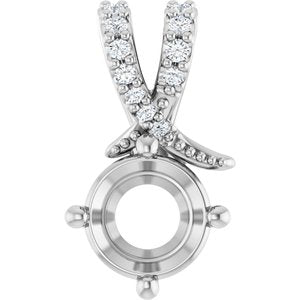 Sterling Silver 6.5 mm Round .06 CTW Natural Diamond Semi-Set Pendant – image 2