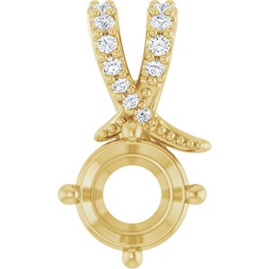 14K Yellow Gold 6.5 mm Round .07 CTW Lab-Grown Diamond Semi-Set Pendant – image 2