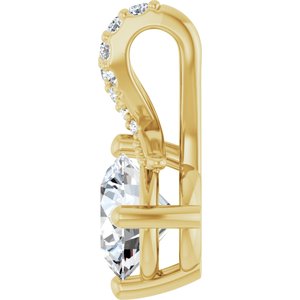 14K Yellow Gold 6.5 mm Round .06 CTW Natural Diamond Semi-Set Pendant – image 5