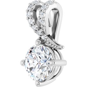 Sterling Silver 6.5 mm Round .07 CTW Lab-Grown Diamond Semi-Set Pendant – image 3