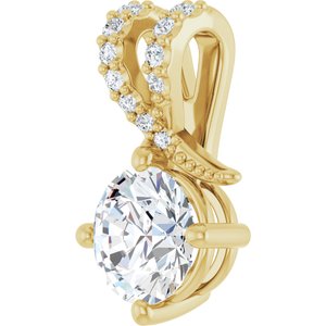 14K Yellow Gold 6.5 mm Round .07 CTW Lab-Grown Diamond Semi-Set Pendant – image 3