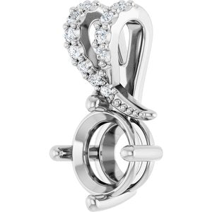 Sterling Silver 6.5 mm Round .06 CTW Natural Diamond Semi-Set Pendant – image 4