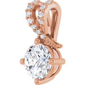 14K Rose Gold 6.5 mm Round .07 CTW Lab-Grown Diamond Semi-Set Pendant – image 3