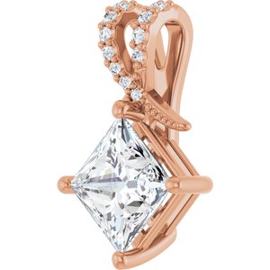 10K Rose Gold 7x7 mm Square Pendant Mounting – image 3