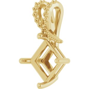 10K Yellow Gold 7x7 mm Square Pendant Mounting – image 4
