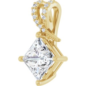 18K Yellow Gold 7x7 mm Square Pendant Mounting – image 3