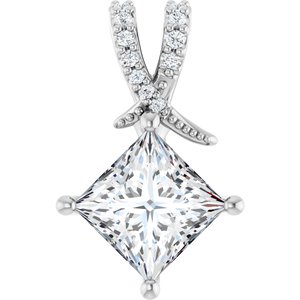 10K White Gold 7x7 mm Square Pendant Mounting