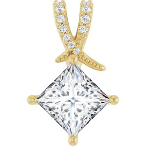 18K Yellow Gold 7x7 mm Square Pendant Mounting