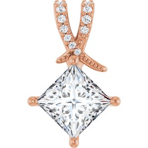 10K Rose Gold 7x7 mm Square Pendant Mounting