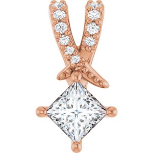 10K Rose Gold 3.75x3.75 mm Square Pendant Mounting