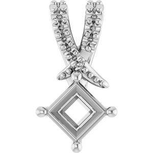 Sterling Silver 3.75x3.75 mm Square Pendant Mounting – image 2