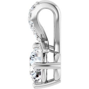 14K White Gold 5.2 mm Round .04 CTW Natural Diamond Semi-Set Pendant – image 5