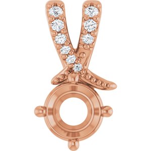 14K Rose Gold 5.2 mm Round .05 CTW Lab-Grown Diamond Semi-Set Pendant – image 2
