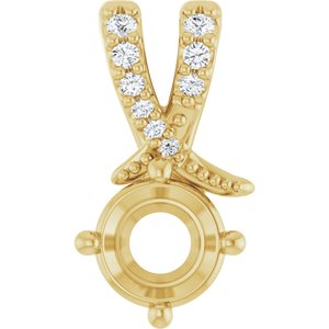 14K Yellow Gold 5.2 mm Round .05 CTW Lab-Grown Diamond Semi-Set Pendant – image 2