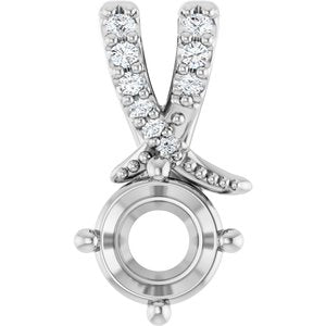 Sterling Silver 5.2 mm Round .05 CTW Lab-Grown Diamond Semi-Set Pendant – image 2