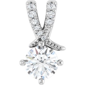 Sterling Silver 5.2 mm Round .04 CTW Natural Diamond Semi-Set Pendant