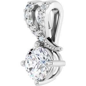 Sterling Silver 5.2 mm Round .05 CTW Lab-Grown Diamond Semi-Set Pendant – image 3