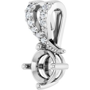Sterling Silver 5.2 mm Round .05 CTW Lab-Grown Diamond Semi-Set Pendant – image 4