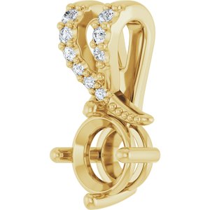 14K Yellow Gold 5.2 mm Round .04 CTW Natural Diamond Semi-Set Pendant – image 4