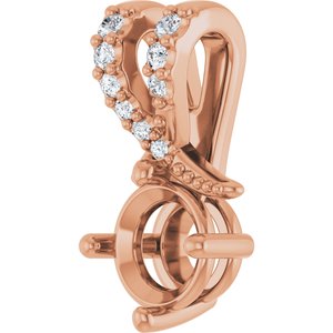 14K Rose Gold 5.2 mm Round .05 CTW Lab-Grown Diamond Semi-Set Pendant – image 4