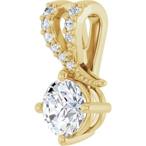 14K Yellow Gold 5.2 mm Round .05 CTW Lab-Grown Diamond Semi-Set Pendant – image 3