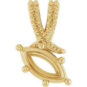10K Yellow Gold 8x4 mm Marquise Pendant Mounting – image 2