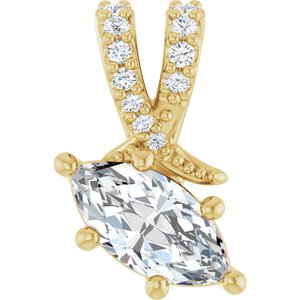 18K Yellow Gold 8x4 mm Marquise Pendant Mounting