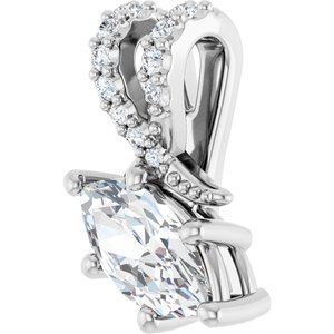 14K White Gold 8x4 mm Marquise Pendant Mounting – image 3