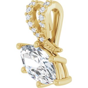 14K Yellow Gold 9.5x5 mm Marquise Pendant Mounting – image 3