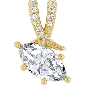 18K Yellow Gold 9.5x5 mm Marquise Pendant Mounting