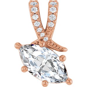 10K Rose Gold 9.5x5 mm Marquise Pendant Mounting