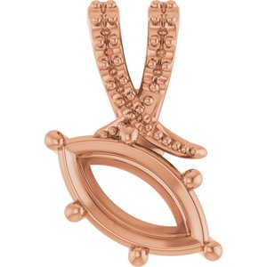 10K Rose Gold 9.5x5 mm Marquise Pendant Mounting – image 2