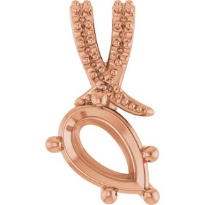 18K Rose Gold 8.5x5.5 mm Pear Pendant Mounting – image 2