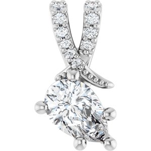 14K White Gold 7x4.5 mm Pear Pendant Mounting