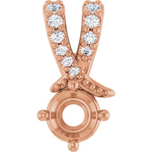 14K Rose Gold 4.1 mm Round .05 CTW Lab-Grown Diamond Semi-Set Pendant – image 2