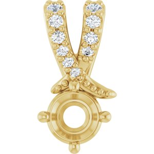 14K Yellow Gold 4.1 mm Round .05 CTW Lab-Grown Diamond Semi-Set Pendant – image 2