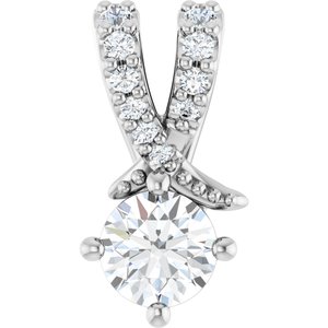 14K White Gold 4.1 mm Round .05 CTW Lab-Grown Diamond Semi-Set Pendant
