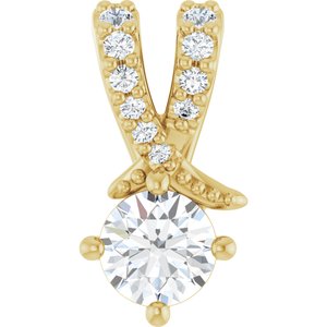 14K Yellow Gold 4.1 mm Round .04 CTW Natural Diamond Semi-Set Pendant