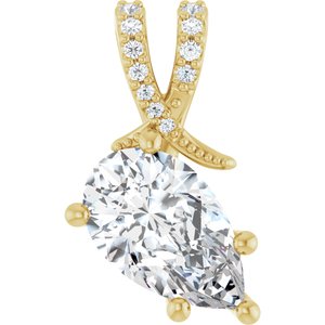 18K Yellow Gold 11.5x7 mm Pear Pendant Mounting