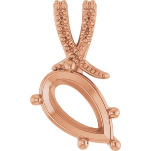 10K Rose Gold 11.5x7 mm Pear Pendant Mounting – image 2
