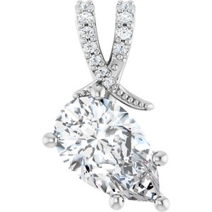 14K X1 White Gold 11.5x7 mm Pear Pendant Mounting