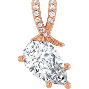 10K Rose Gold 11.5x7 mm Pear Pendant Mounting