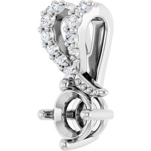 14K White Gold 4.1 mm Round .04 CTW Natural Diamond Semi-Set Pendant – image 4